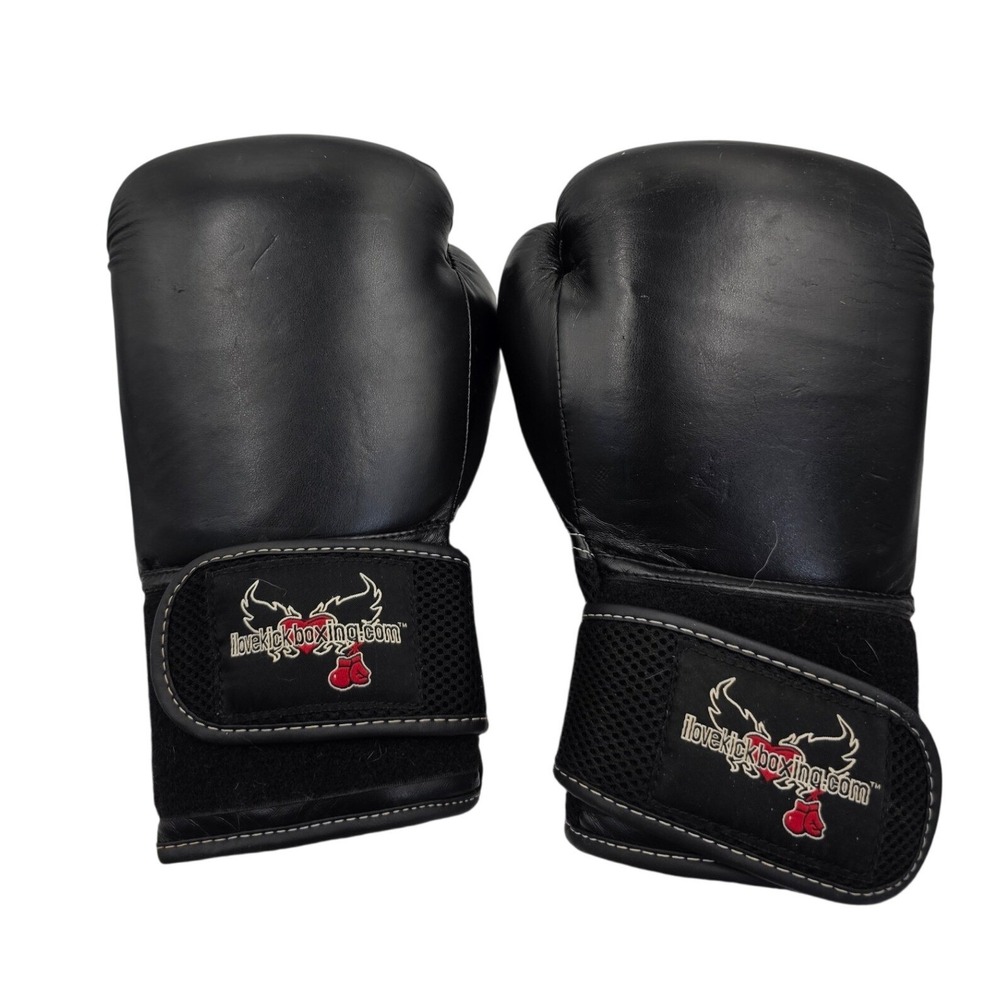 Century I Love Kickboxing Training Gloves Black 12oz Mesh Palm Hook Loop O1